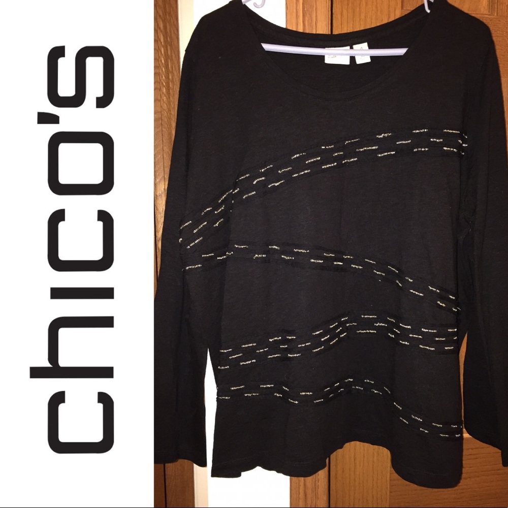 Zenergy by Chico’s Size 4 Hazel Soutache Bling Tee